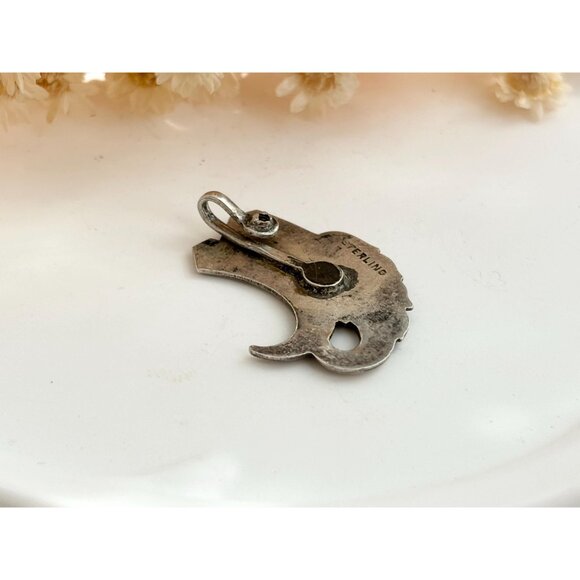 Antiqued Leaf Foliage Shaped Teeny Sterling Silver 925 Vintage Pendant | Charm - Picture 4 of 10